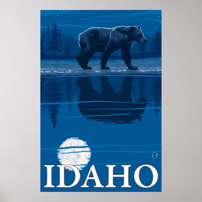 Póster Oso a la luz de la luna - Idaho (Frente)