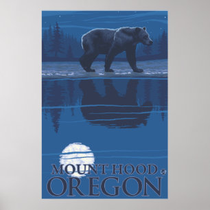 Póster Oso a la luz de la luna - Monte Hood, Oregón