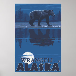 Póster Oso a la luz de la luna - Wrangell, Alaska