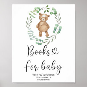 Póster Oso acuarela, libros para bebé