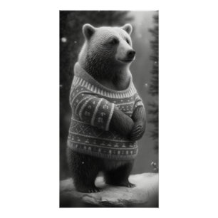 Póster Oso Adorable con un suave suéter