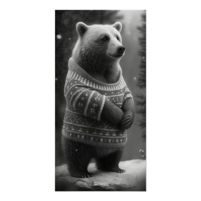 Póster Oso Adorable con un suave suéter (Anverso)