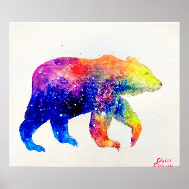 Póster Oso alegre y colorido (Frente)