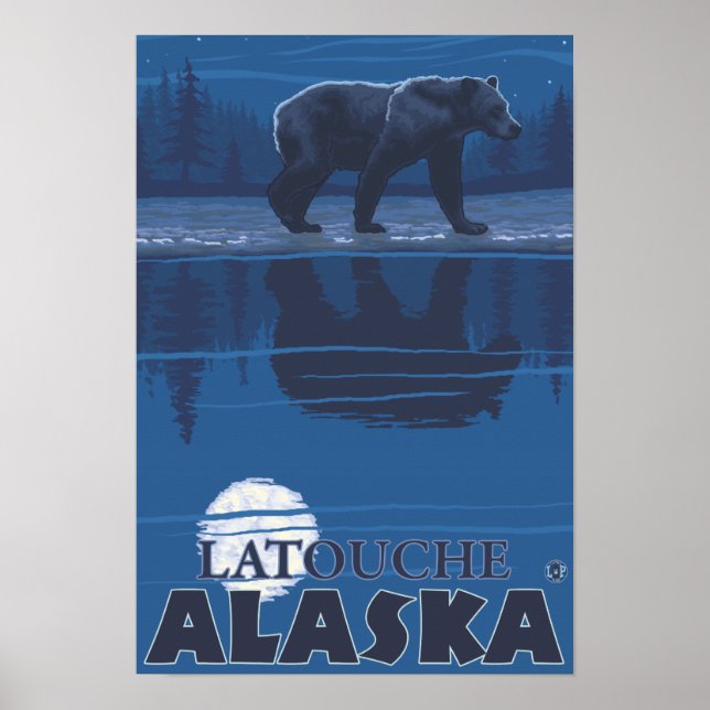 Póster Oso bajo luz de luna - Latouche, Alaska (Frente)