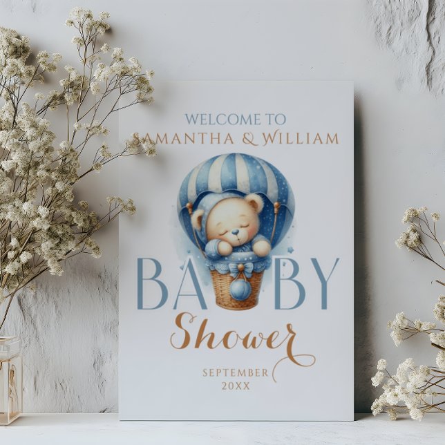 Póster Oso bebé en globo de aire caliente azul (Subido por el creador)