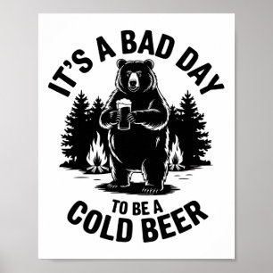 Póster Oso bebiendo cerveza de camping divertido es un ma