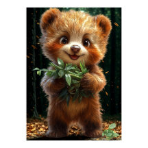 Oso Cachorro Adorable con Verdor