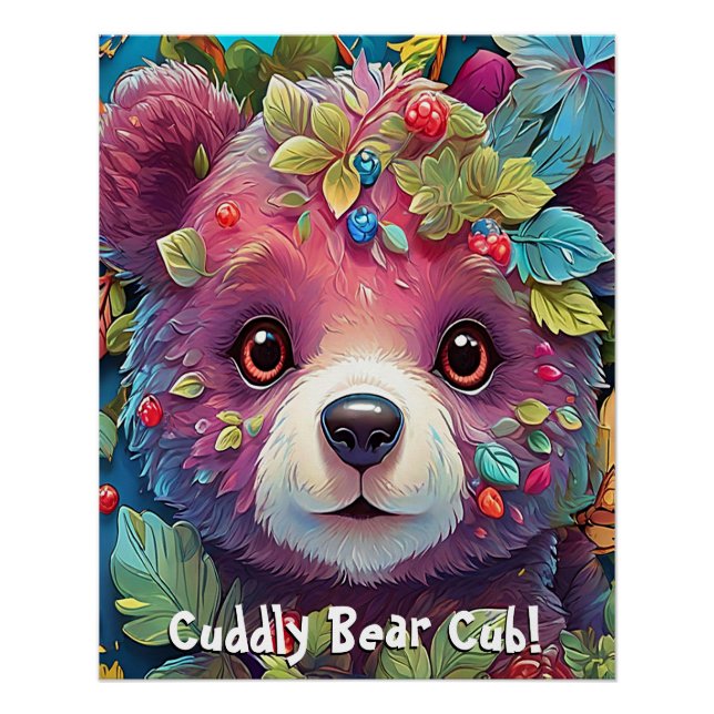 Póster Oso Cachorro Lindo y Acurrucable (Anverso)
