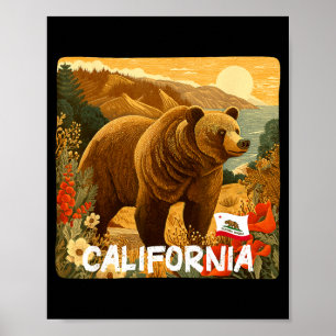 Póster Oso californiano asombroso en gráfico de naturalez