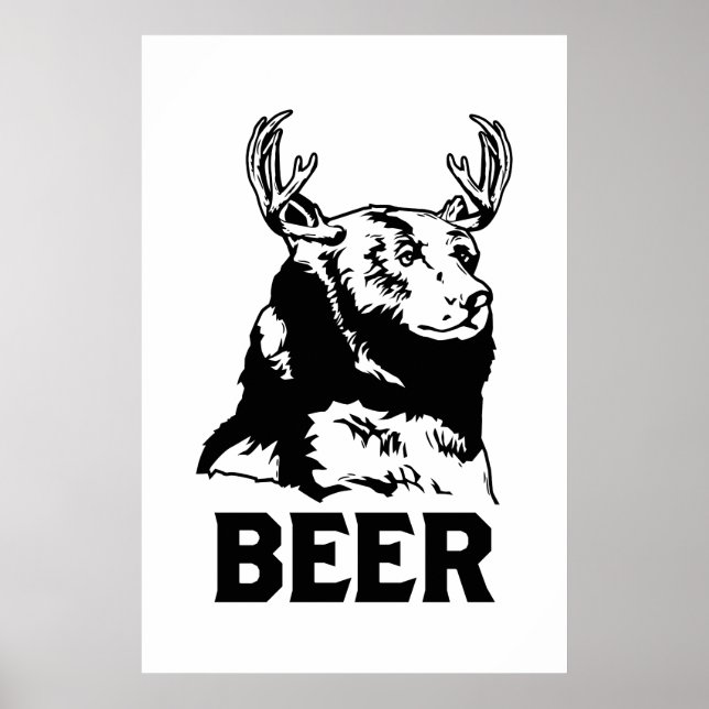 Póster Oso + ciervo = cerveza (Frente)