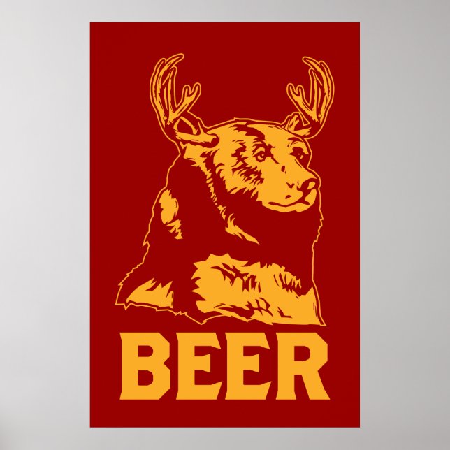 Póster Oso + ciervo = cerveza (Frente)