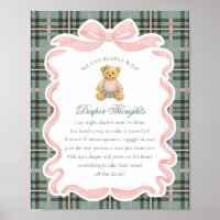 Oso con lazo Coquette Rosa Pensamientos de pañal a
