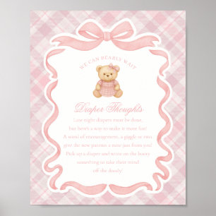 Póster Oso con lazo coquette rosa pensamientos de pañal a