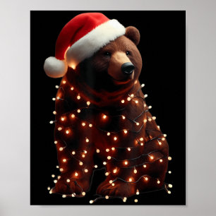 Póster Oso Con Sombrero De Santa Y Navidades Enciende La 