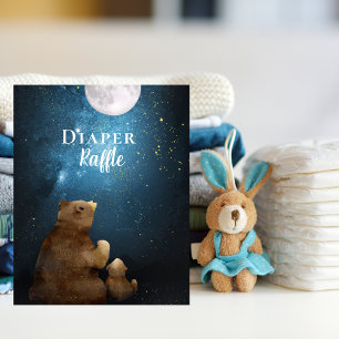 Póster Oso Cutáneo Sobre El Raffle De La Luna