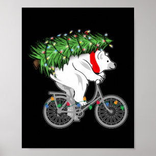 Póster Oso Cuto Con Regalo De Árbol De Navidad Para Cicli