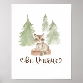 Póster Oso de Acuarela Amigos del Bosque Nuez Única