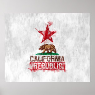 Póster Oso de bandera de la República de California al es