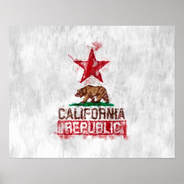 Póster Oso de bandera de la República de California al es (Frente)