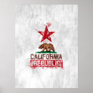 Póster Oso de bandera de la República de California en de