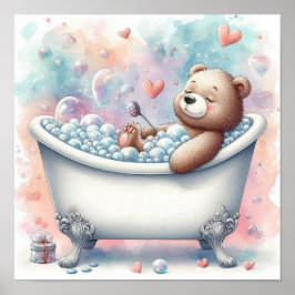 Póster Oso de baño de burbujas