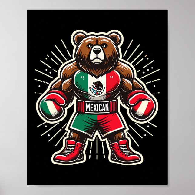 Póster Oso de boxeo mexicano (Frente)