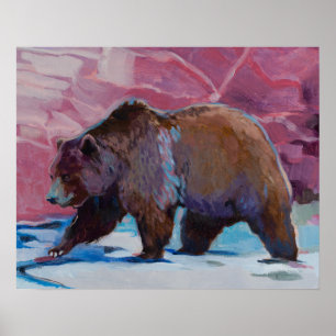 Póster Oso de Brown en Utah, caminando por las rocas