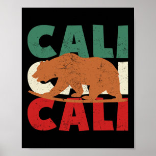 Póster Oso de California Cali Oso Surfista Retro Surf Vin