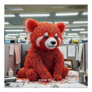 Póster Oso de clip de papel fantástico y lindo