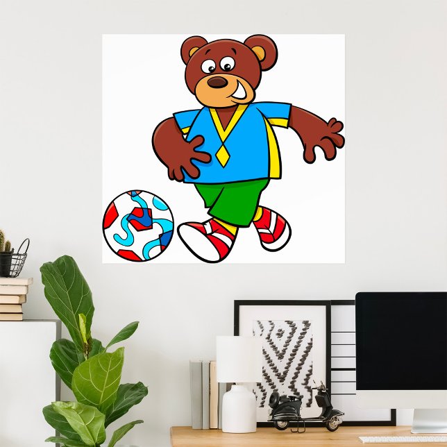 Póster Oso de fútbol jugando al fútbol en equipo deportiv (Subido por el creador)