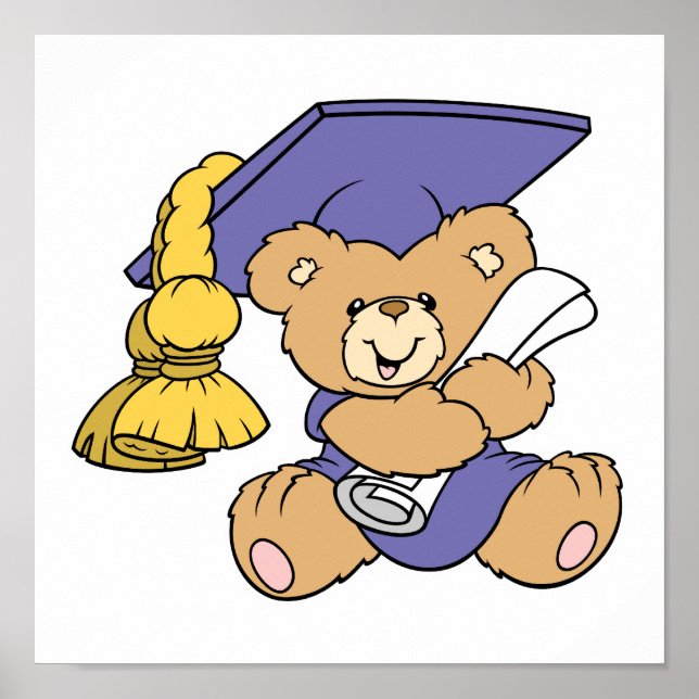 Póster Oso de Graduación Cute (Frente)