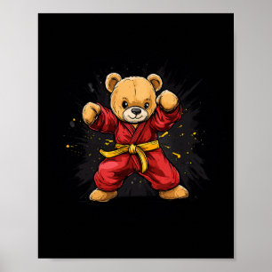Póster Oso de Karate con Poder y Precisión para Niños