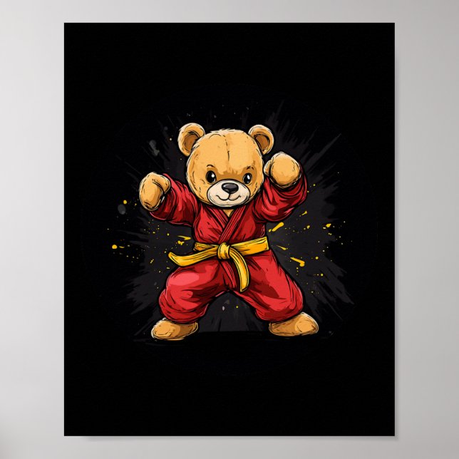 Póster Oso de Karate con Poder y Precisión para Niños  (Frente)