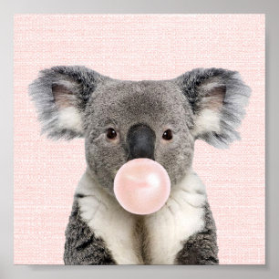 PÓSTER OSO DE KOALA GOLPEANDO A UN POSTER DE BURBUJAS ROS