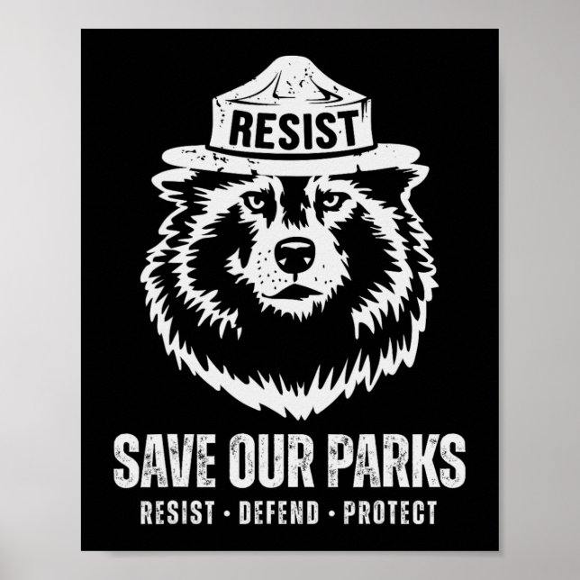 Póster Oso de lobo gris resiste la protección del parque  (Frente)