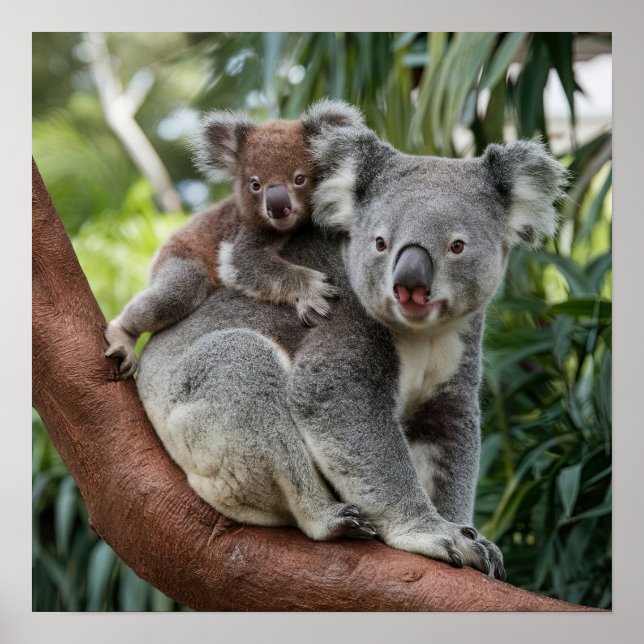Póster Oso de Madre y Bebé Koala (Frente)