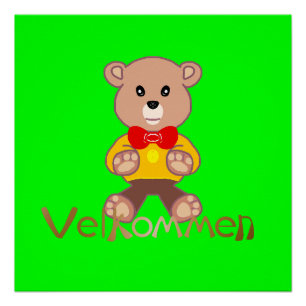 Póster Oso de manzana verde de bienvenida  