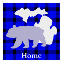 Oso de Michigan en casa en Plaid de Búfalo