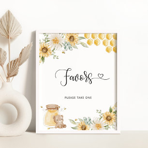Póster Oso de miel de girasol favores