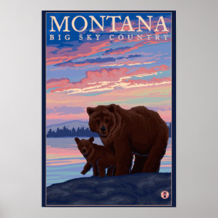 Póster Oso de MontanaMomma y viaje del vintage de Cub