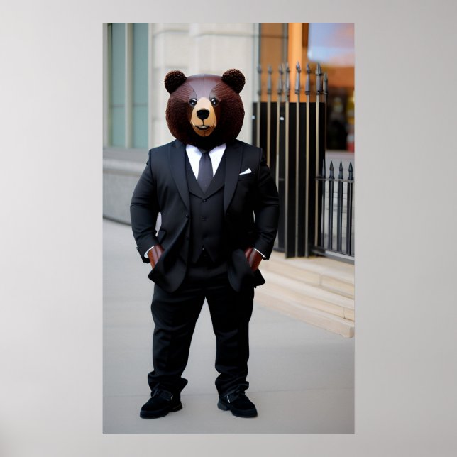 Póster Oso de negocios con traje (Frente)