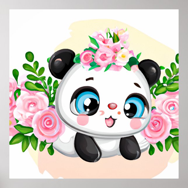 Póster Oso de panda de chicas de pelo (Frente)