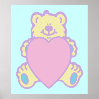 Póster Oso de peluche adorable corazón de amor