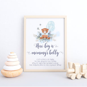 Póster Oso de peluche azul globos cuán grande es el Belly