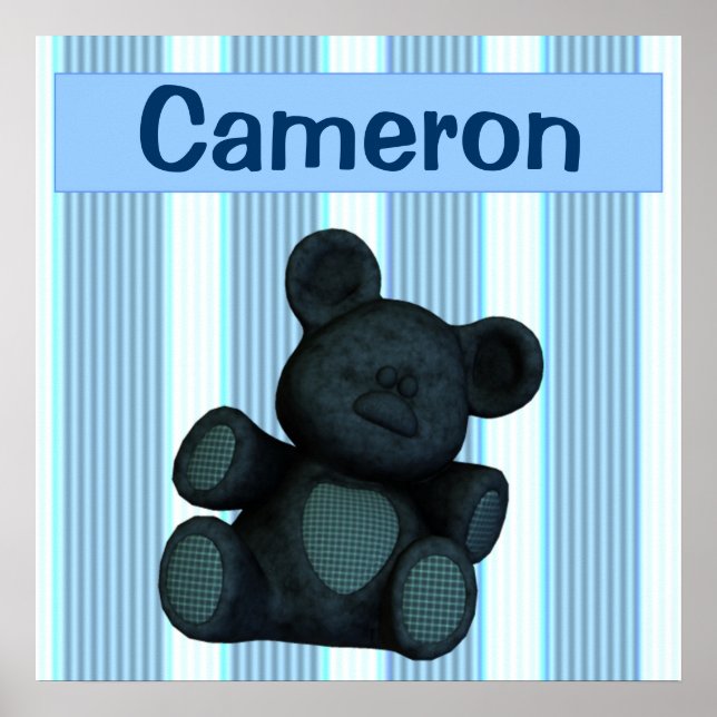 Póster Oso de peluche azul personalizado (Frente)