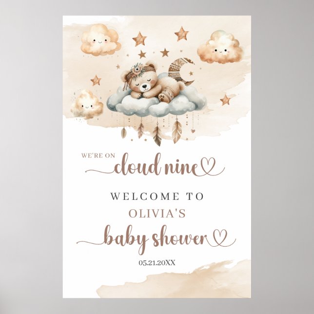 Póster Oso de peluche beige marrón neutro para el género (Frente)