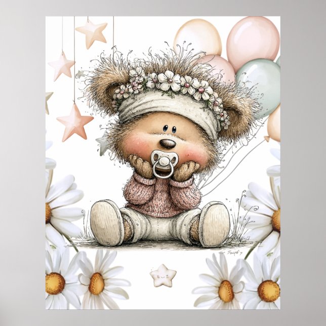 Póster Oso de peluche caprichoso  (Frente)