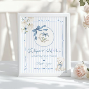 Póster Oso de peluche Chinoiserie Lazo Coqueto Pañal rifa
