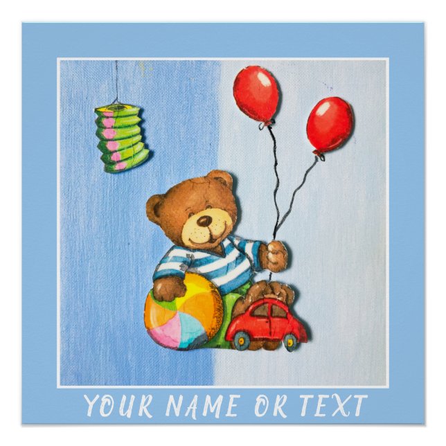 Póster Oso de peluche con globos de globo (Anverso)