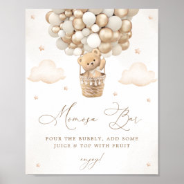 Póster Oso de peluche con globos neutros Mimosa Bar